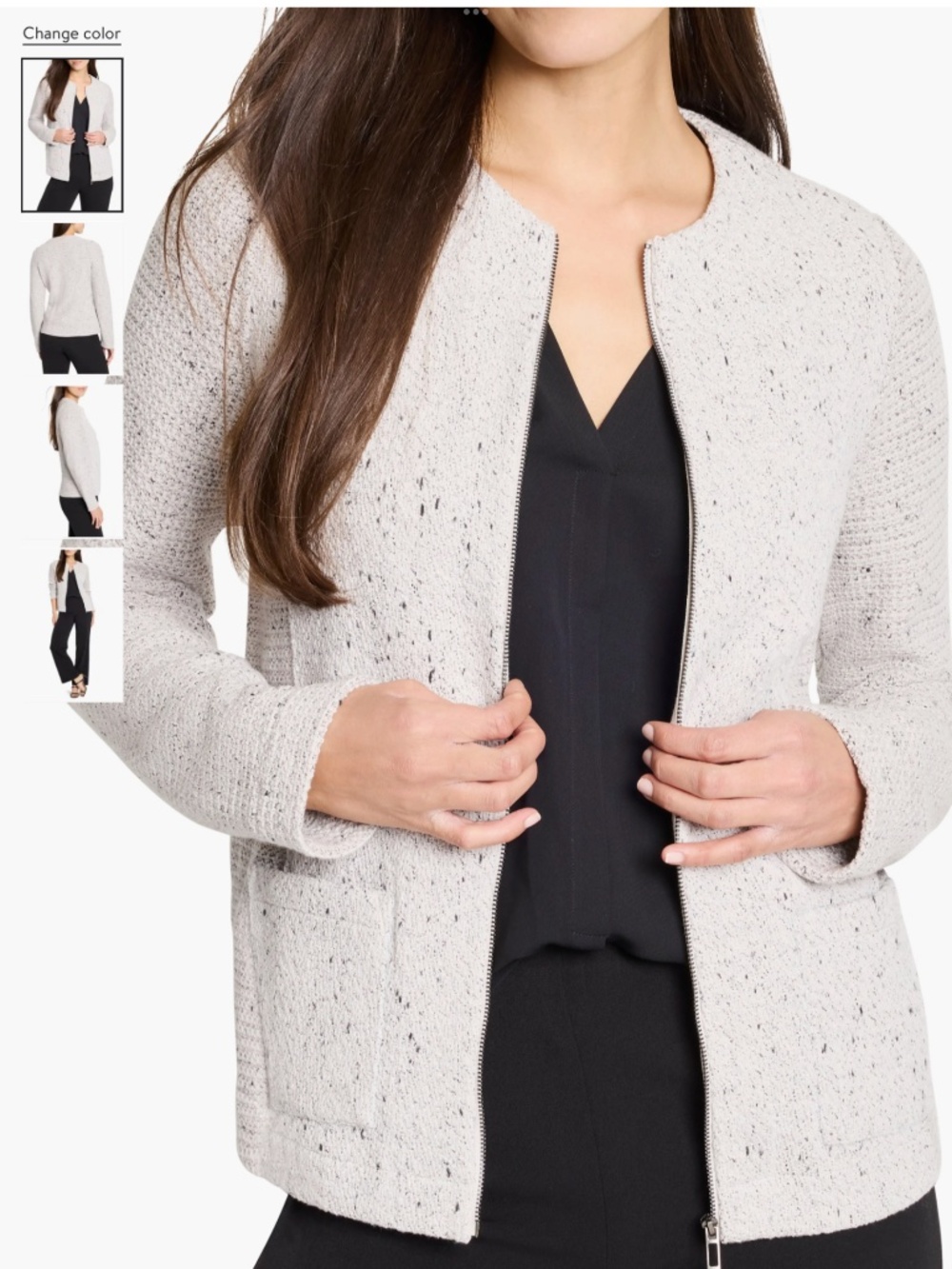 NIC+ZOE Woven & Knit Zip Jacket, size XL